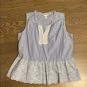 Seersucker and lace eyelet peplum sleep plus plus